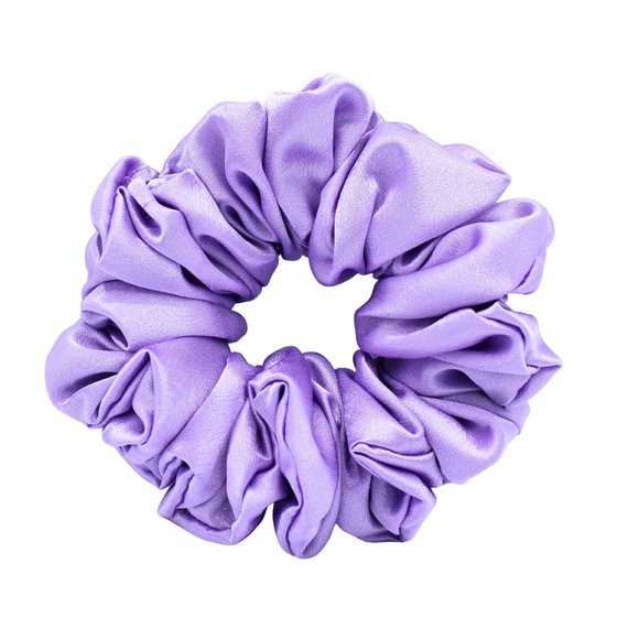 Large Lavender Satin Hair Scrunchie - Picture 3 of 4